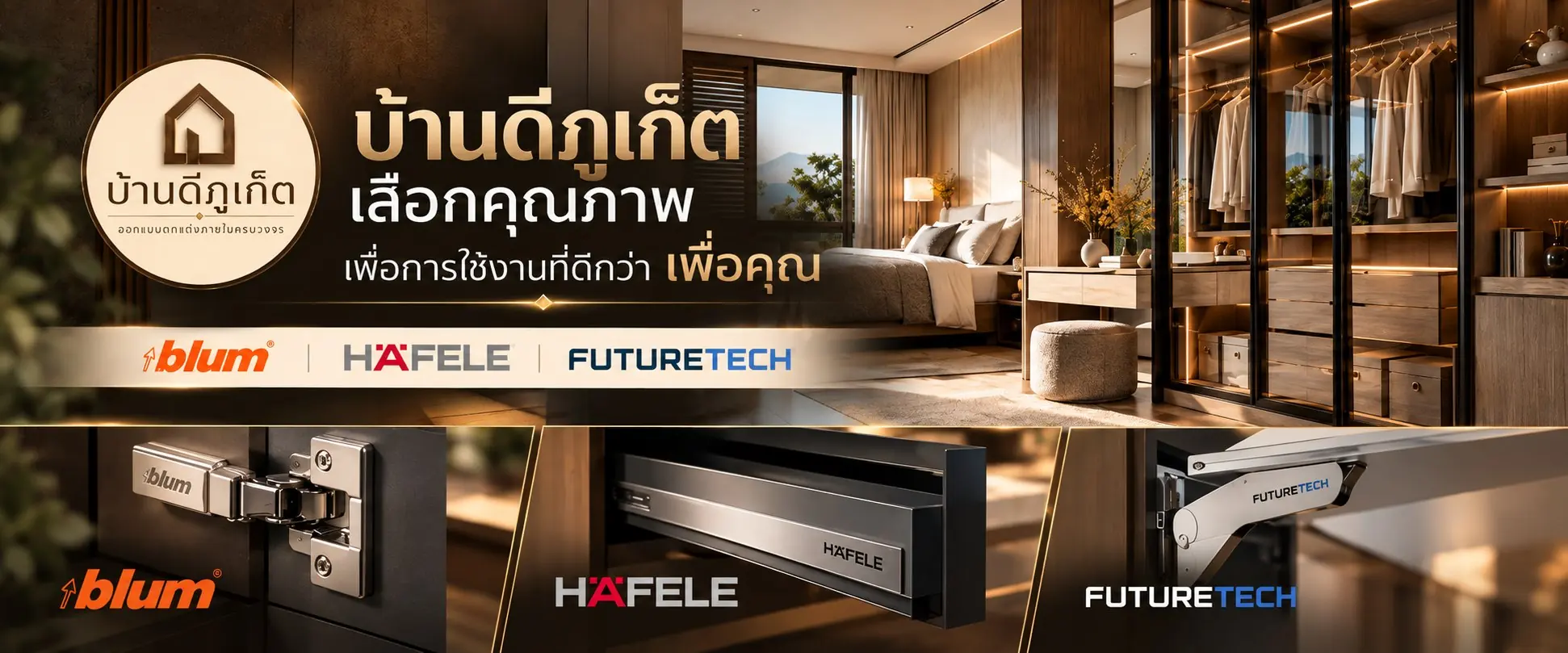บ้านดีภูเก็ตเลือกคุณภาพ ด้วยวัสดุและอุปกรณ์ Blum, Häfele และ Futuretech